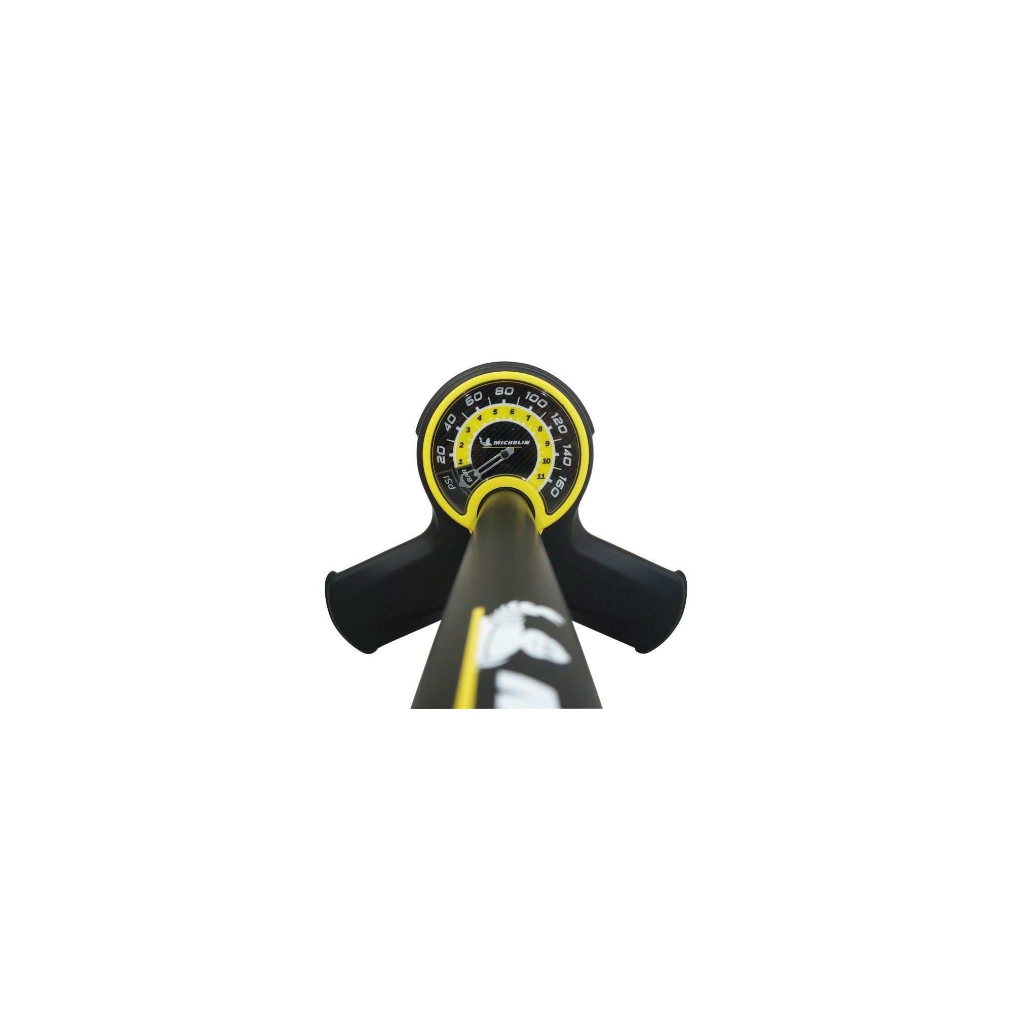 Pompe à Pied MICHELIN Acier Avec Manomètre – Compatible Schrader/Presta – Jusqu’à 11 Bars, Pour VTT, VTC, VAE, Ville & Enfant